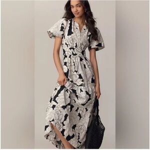 Anthropologie Somerset Maxi Dress in Black & White Floral, MP